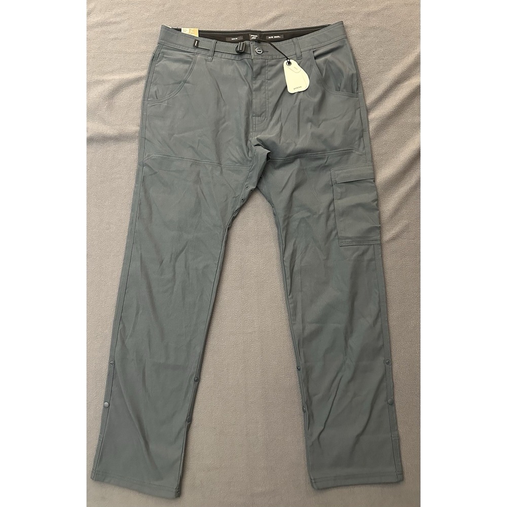 PRANA Stretch Zion Slim Pant II Mens 36x32 Grey Blue Tapered Hiking Outdoor NWT
